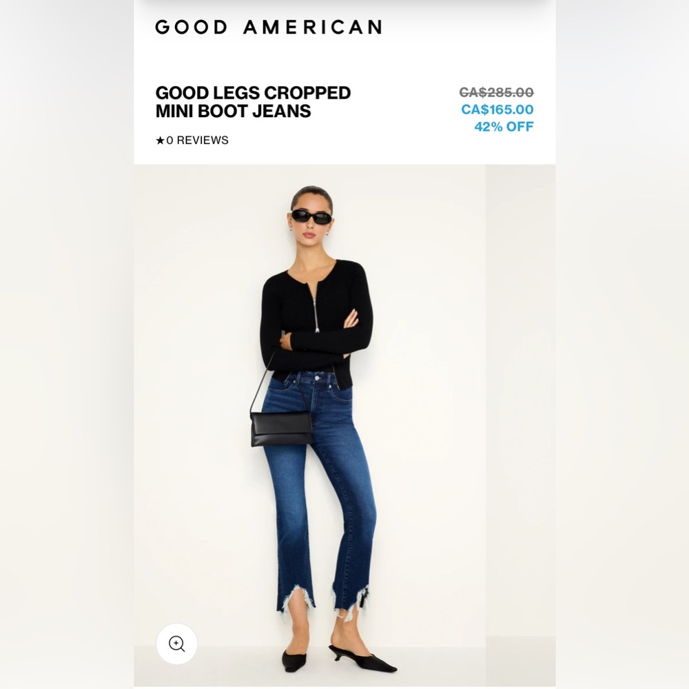 GOOD AMERICAN GOOD LEGS CROPPED MINI BOOT JEANS SZ 14